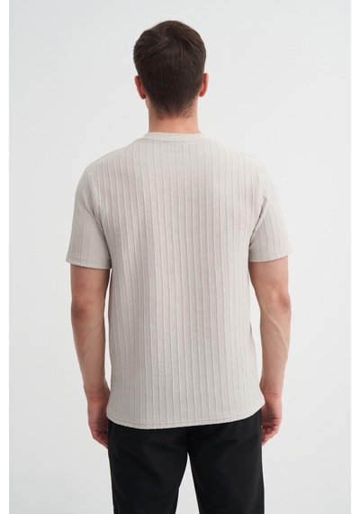 Cazador Erkek Bisiklet Yaka Örme Desen T Shirt 40510 A.gri