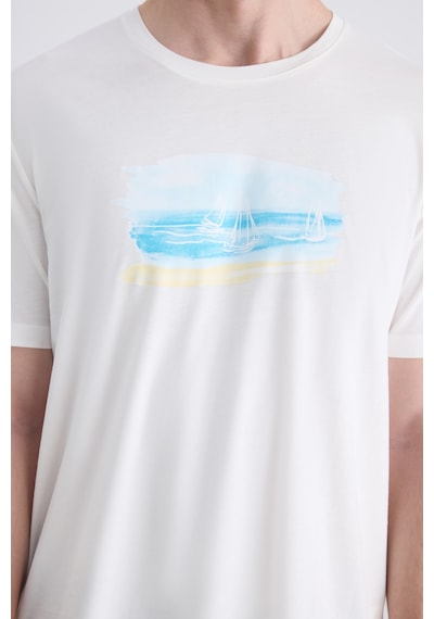 D's Damat Ds Damat Regular Fit Ekru Düz %100 Pamuklu T-shirt 4hc144701015m E01