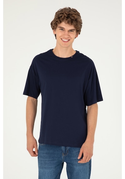 U.S. Polo Assn. Erkek Oversize Fit Bisiklet Yaka Lacivert Tişört 50294288-VR033