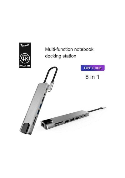 Daytona Cf10 Apple Uyumlu MacBook -Type-C To 8In1 Hub Çevirici Adaptör