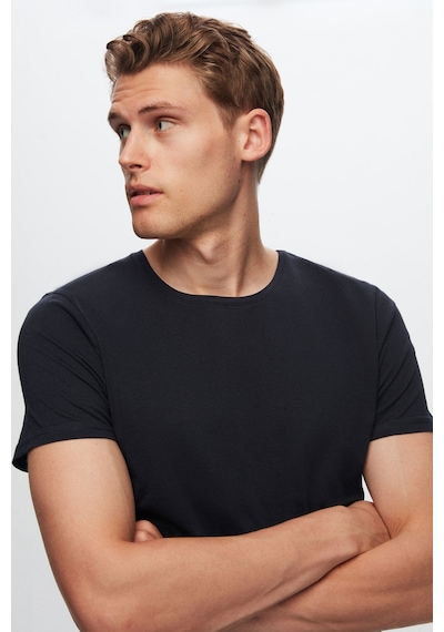 D's Damat Slim Fit Bisiklet Yaka %100 Pamuklu Nefes Alabilen T-shirt 4HC141996753M - Lacivert