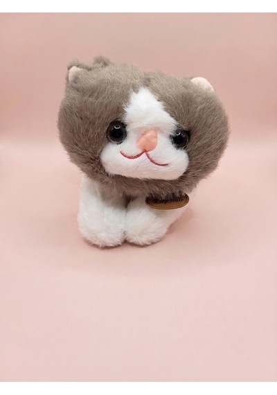 Peluş Yatan Kahverengi Kedi Sesli 25 Cm Kahverengi-beyaz