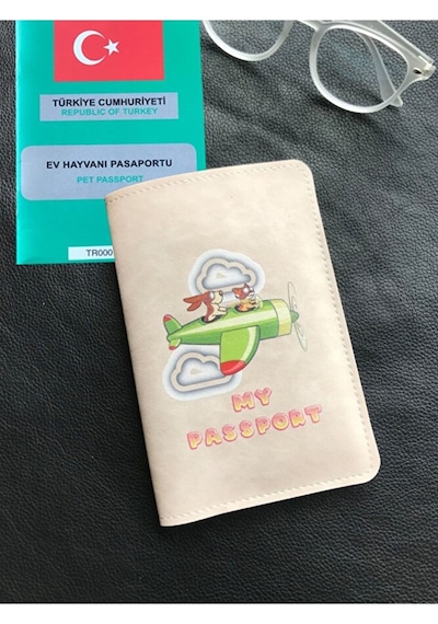 Vip Gift Pet Pasaport Kılıfı Ev Hayvanı Kedi Köpek Nil Yeşili Vegan Deri P Pembe