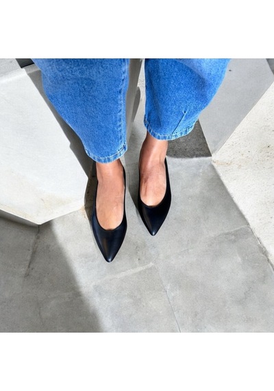 Ne&ve Shoes Siyah Hakiki Deri Sivri Burun Şık Ve Rahat Günlük Babet