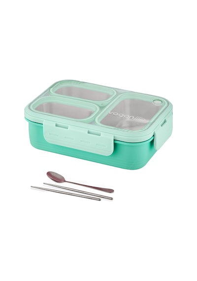 Vagonlife Lunch Box 620 Ml Tek Kat Üç Bölmeli Metal Kaşıklı Yeni Nesil Sefer Tası-fflbox7097 Diğer