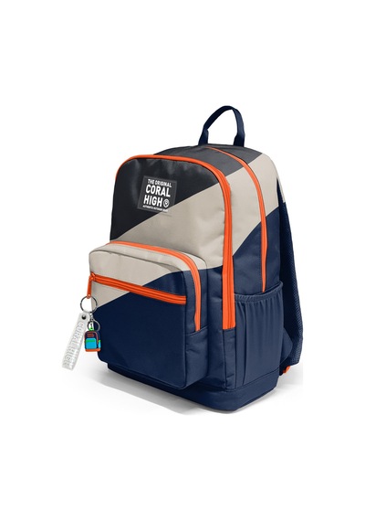 Coral High Lacivert Koyu Gri Bej Renkli Okul Sırt Çantası 23693 Bej