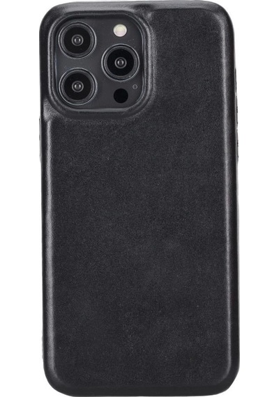 Apple İphone 14 Pro Max Uyumlu Deri Arka Kapak Rock Rst1 Siyah