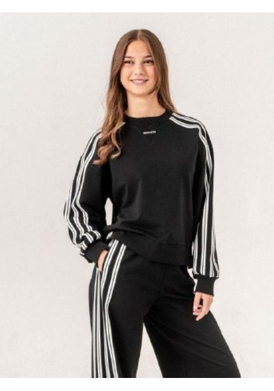 Kız Çocuk 2 İplik 3 Şeritli Sweatshirt-14938 Siyah
