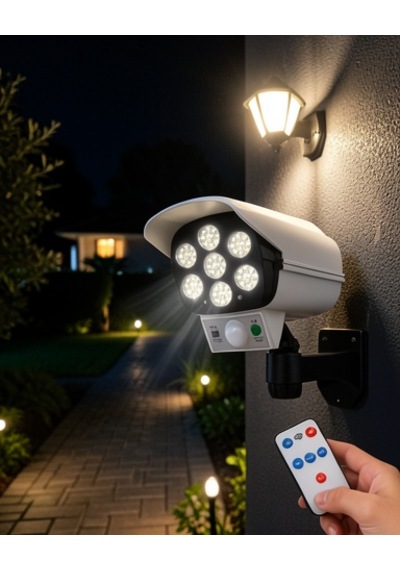 77 Led'li Güneş Enerjili Güvenlik Lambası Ve Kukla Kamera Hareket Sensörlü, 2400mah Pilli 45775882