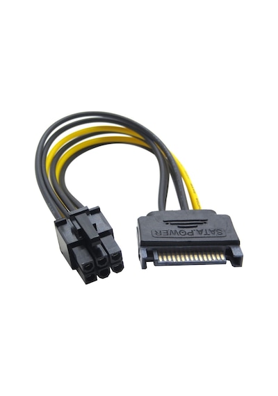 15 Pin SATA Erkek To 6 Pin PCIE VGA Power 20cm Ekran Kartı Kablo