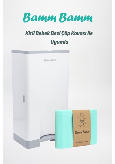 Bamm Bamm Kirli Bebek Bezi Çöp Kovaları İle Uyumlu Bebek Bezi Çöp Beyaz