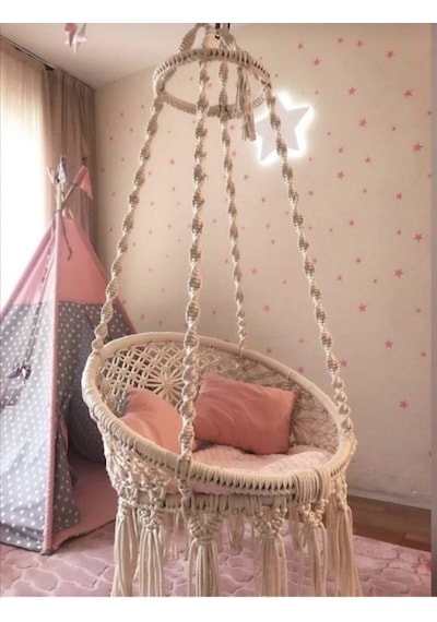 Woodshut Tek Kişilik Makrome Salıncak Mis38005 Naturel