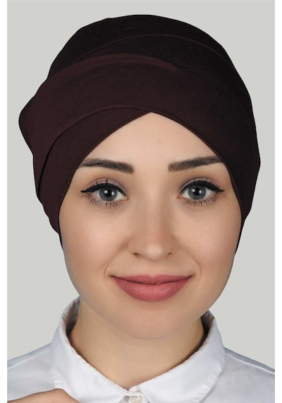 Altobeh Çapraz Dış Kadın Tesettür Bonesi Penye - Bordo