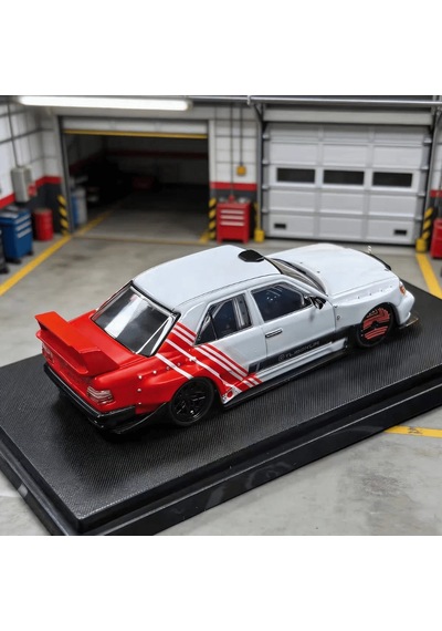 Rhino Model 1/64 Mercedes Benz 190e W124 White Red Stripe