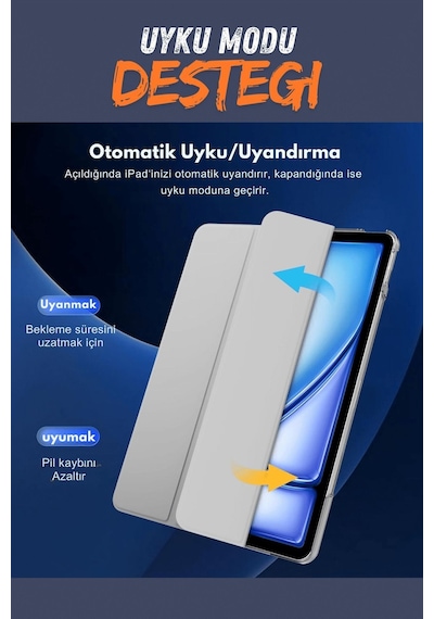 Apple Uyumlu iPad Air 13 İnç M2 Çipli 2024 Akıllı Smart Cover Tablet Kılıfı A2898/a2899/a2900 Tablet Kılıfı