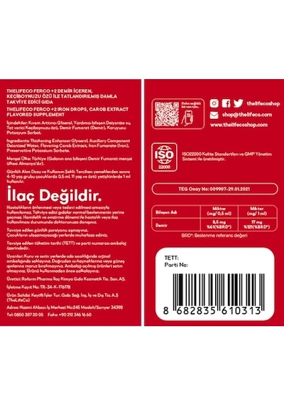 TheLifeCo Ferco +2 Değerlikli Demir Damlası 30 ML