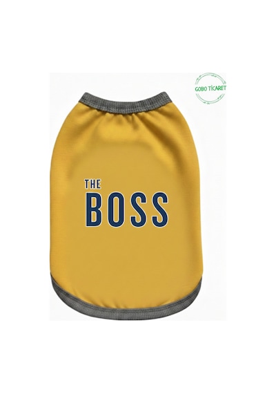 Sarı The Boss Patron Yazılı Kedi Ve Köpek Kıyafeti Tişörtü Elbisesi Medium/m/beden 2