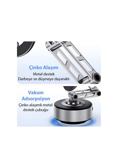 Ally X91 Manyetik Vakumlu Araç Telefon Tutucu Ayna-cam-araba Magsafe Araç Tutucu Gümüş