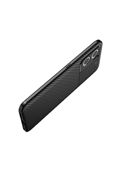 Oppo Reno 14f Uyumlu Silikon Kılıf Karbon Desenli Darbe Emici Tam Koruma Kapak - Siyah Siyah