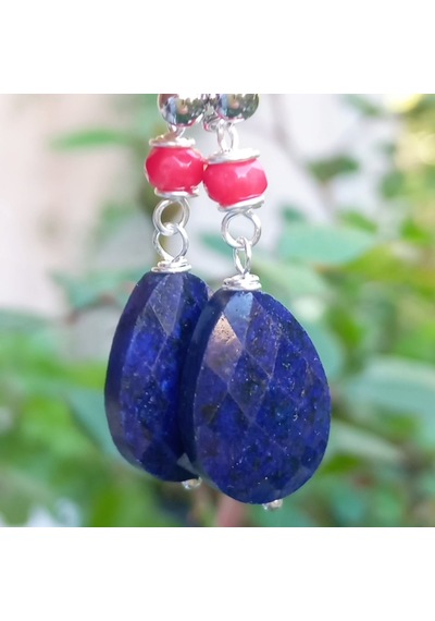 Sibelce 2253 Lapislazuli El Yapımı Küpe Lacivert