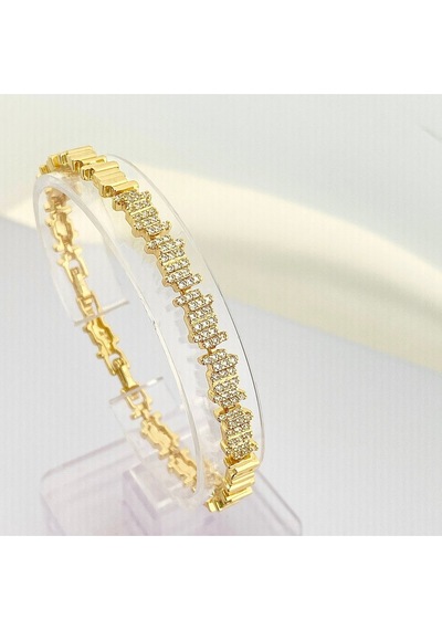 Kadın Bileklik Ritim Bileklik Zirkon Taşlı Paslanmaz Xuping Vip Seri 14 Ayar Gold 19cm Altın