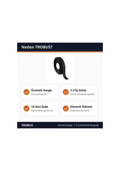 Trobus Bez Kablo Bandı Isıya Dayanıklı 19 Mm X 15 Metre Siyah
