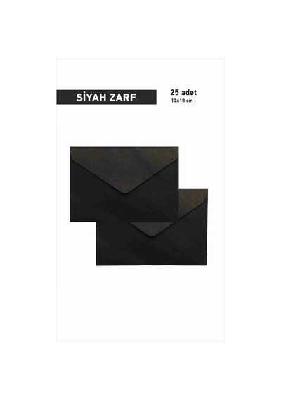 Siyah Zarf Davetiye Zarfı 13x18 Cm 25 Adet Kalın Gramajlı Zarf
