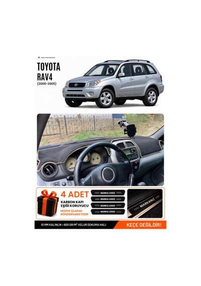 Toyota Rav4 2000-2005 Uyumlu Torpido Koruma, Torpido Örtüsü, Torpido Kılıfı - Siyah Bej