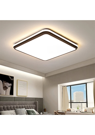 Siyah Kare Kumandalı Dimli 3 Işık Renkli 60x60cm Led Tavan Lambas Siyah