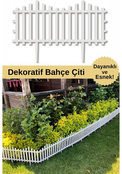 Dekoratif Bahçe Çiti Plastik Beyaz Çit Tek Peyzaj Çiti Çiçek Koruma Çiti 1 Adet 59cm Beyaz1