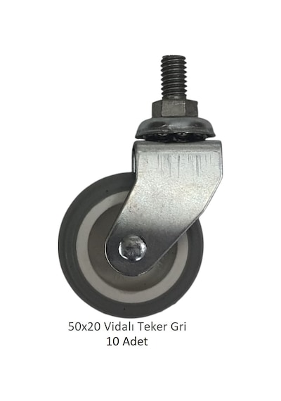 Ofis Koltuk Dolap Etajer 360 Derece Döner 50 X 20 Vidalı Teker Gri 50 Mm 10 Adet Gri