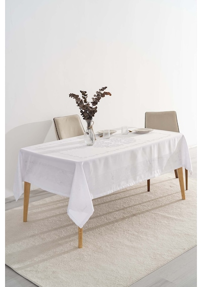 Rivaistanbul Jumbo Jakar Beyaz Sıvı İtici Leke Tutmaz Masa Örtüsü 160x220 Cm Beyaz
