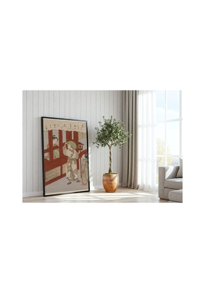Ukiyo-e Harunobu Kapıda Aşk Çerçevesiz Poster 21x30 Cm A4 Japon Sanatı Ukiyo-e Tablo Duvar Dekoru