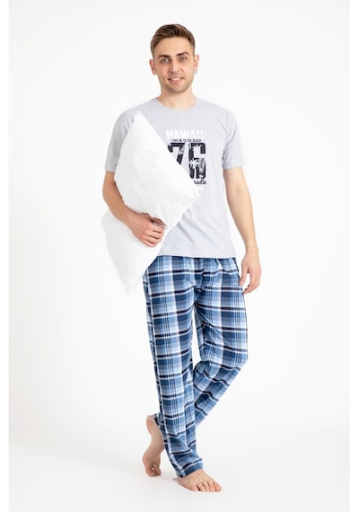 Tampap Erkek Pijama Takımı Kısa Kol Baskılı Takım 2170Kk Gri