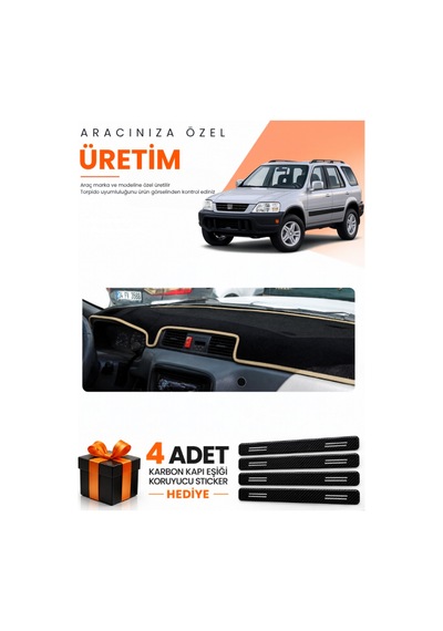 Honda Cr-v 1996-2001 Uyumlu Torpido Koruma Örtüsü Oto Kılıfı - Siyah Bej