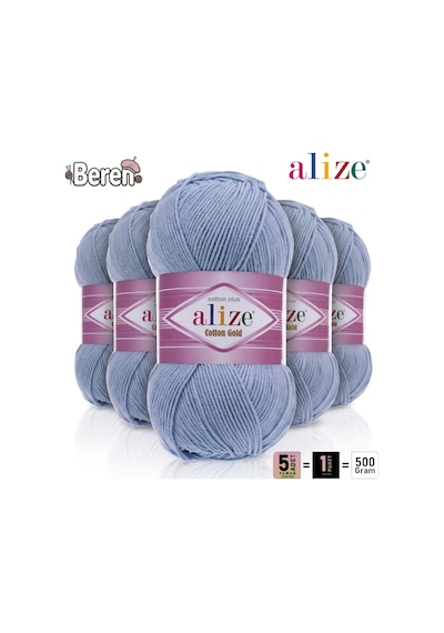 Cotton Gold - 40 Mavi - 5'li Paket - 100gr/330m - Pamuklu Hırka Yelek Amigurumi İpi
