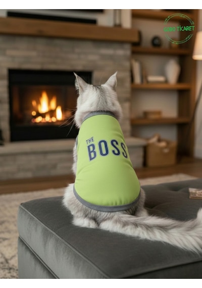 Yeşil The Boss Patron Yazılı Kedi Ve Köpek Kıyafeti Tişörtü Elbisesi Medium/m/beden 2