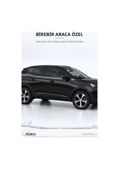 Peugeot 3008 2016-2024 Uyumlu Krom Cam Çıtası 8 Parça Paslanmaz Çelik