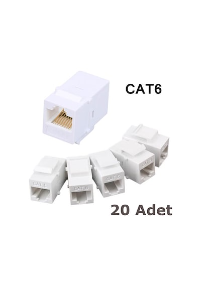 RJ45 Cat6 Konnektör Keystone Jack Dişi Dişi Ara Uzatma - 20 Adet