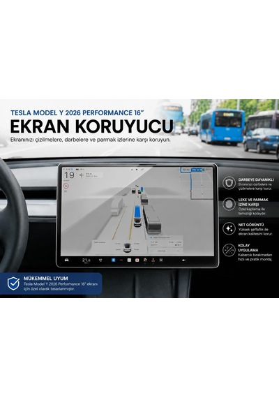 Tesla İle Uyumlu Model Y Performance Paket 2026 Model 16 İnç Multimedya Navigasyon 9h Nano Ekran Koruyucu
