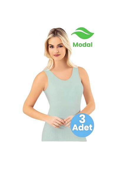 Tezzgelsin Kadın 3'lü Modal Kaşkorse Kalın Askılı Pedli Atlet Su Yeşili Tezzgelsin Kadın 3'lü Modal Kaşkorse Kalın Askılı Pedli Atlet Su Yeşili