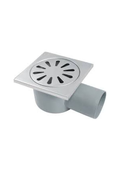 Duş Yer Süzgeci Metal Kapaklı Koku Önleyicili Yandan Çıkışlı 10x10cm