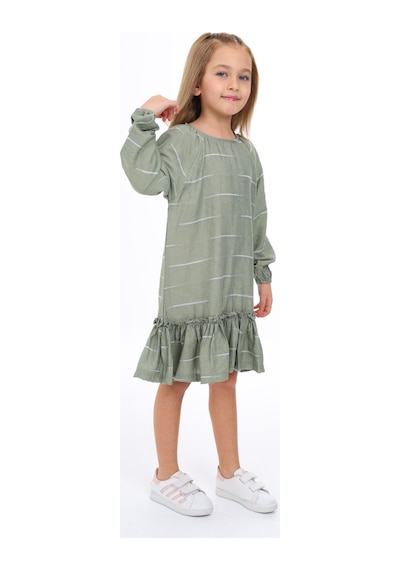 Toontoy Kız Çocuk Reglan Kol Fırfır Büzgülü Elbise Yeşil Toontoy Kız Çocuk Reglan Kol Fırfır Büzgülü Elbise Yeşil