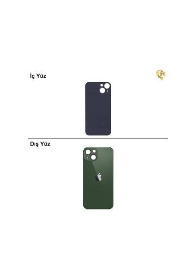 İphone Uyumlu13 Mini Yeşil Renk Arka Kapak Arka Cam Batarya Kapağı Lazer Kesim Kapak Pil Kapağı Standart