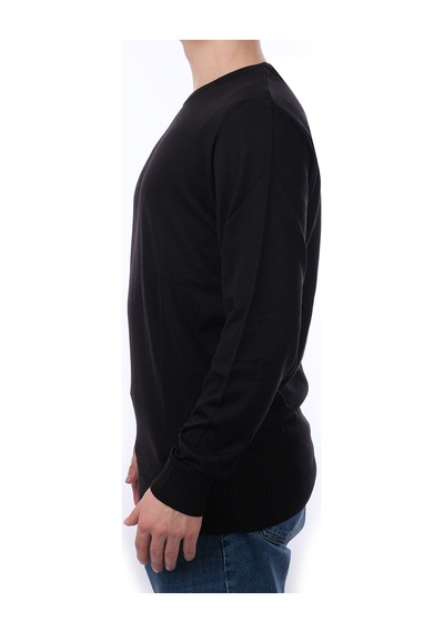 İntersivin Erkek Slim Fit Bisiklet Yaka Düz Uzun Kollu Triko Kazak S-05 Siyah