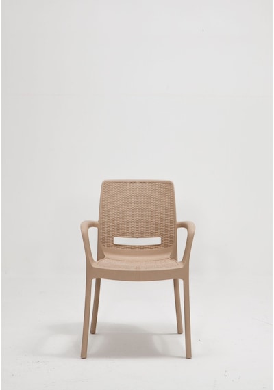 Rattan Small Lüx Camlı Cappucino Masa Takımı Bahçe&balkon 1 Camlı Masa 4 Sandalye Kahverengi