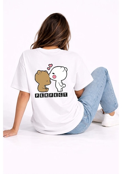 Sevgili Kombini Perfect Pair Ayıcık Baskılı Çift Tişört Oversize Unisex Partner Kombin Seti Bej Sevgili Kombini Perfect Pair Ayıcık Baskılı Çift Tişört Oversize Unisex Partner Kombin Seti Bej