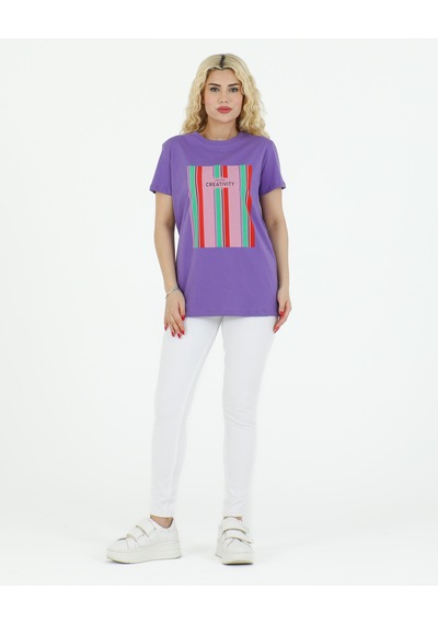 Sortie Collection Creativity Baskılı Tshirt Mor