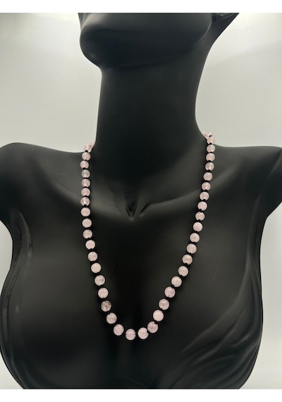 Sertifikalı Doğal Taş Pembe Kuvars Taşı Kolye Aaa Kalite 6mm Çok REnkli