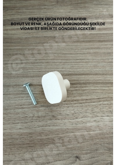 6 Adet - Açık Bej Oval Kare Kulp - Modern Ve Şık Dolap, Gardırop, Şifonyer, Komodin Ve Çekmece Kulpu Vida Dahil Sarı